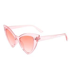 CLEAR PINK RETRO TRIANGLE CAT EYE SUNGLASSES
